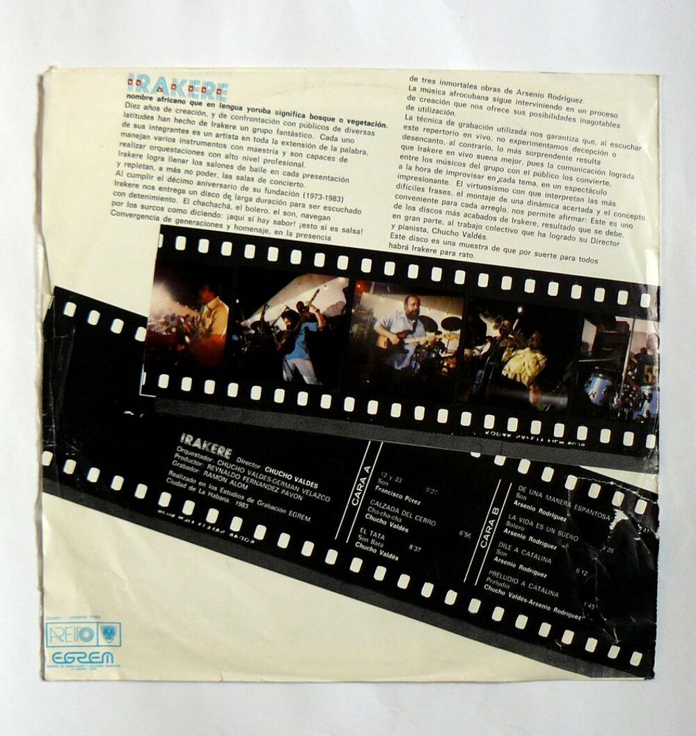 LP IRAKERE : Calzada del Cerro - Areito Estereo LD 4053 CD et vinyles