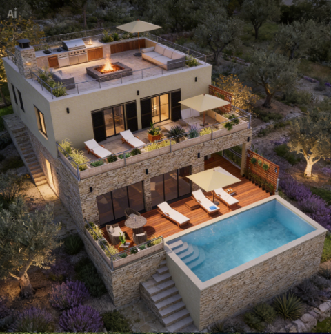 &Agrave; vendre – Magnifique maison contemporaine de 215m2 avec piscine et 2 terrasses vue mer 1342000 20233 Sisco