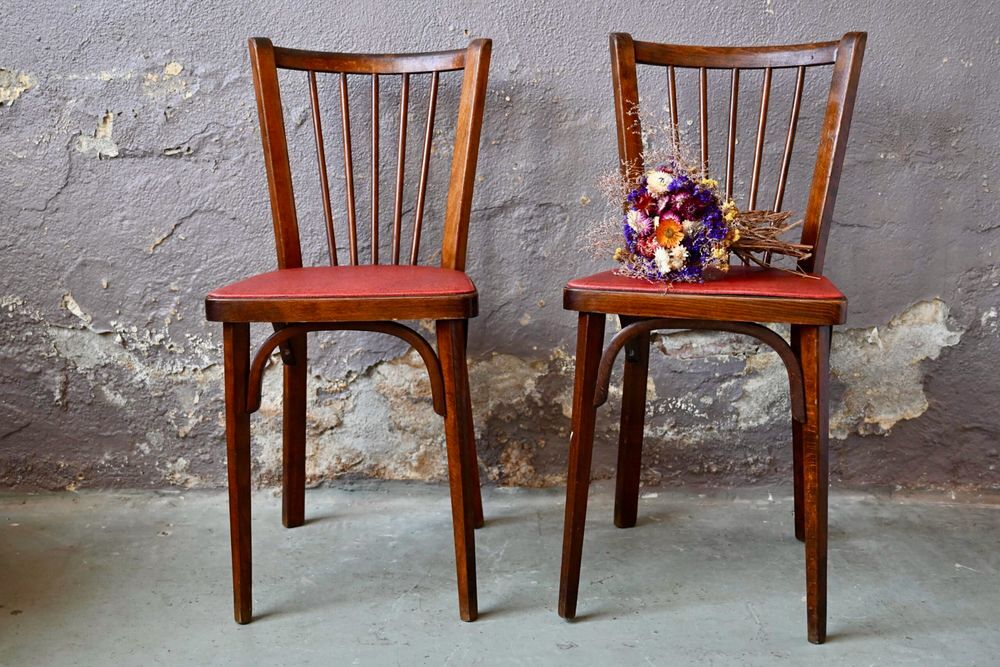 Paire de chaises bistrot sign&eacute;es Baumann en h&ecirc;tre vintage Meubles