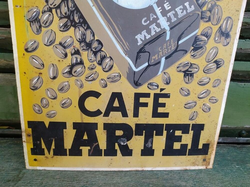 Ancienne Plaque T&ocirc;le Publicitaire Caf&eacute; Martel 