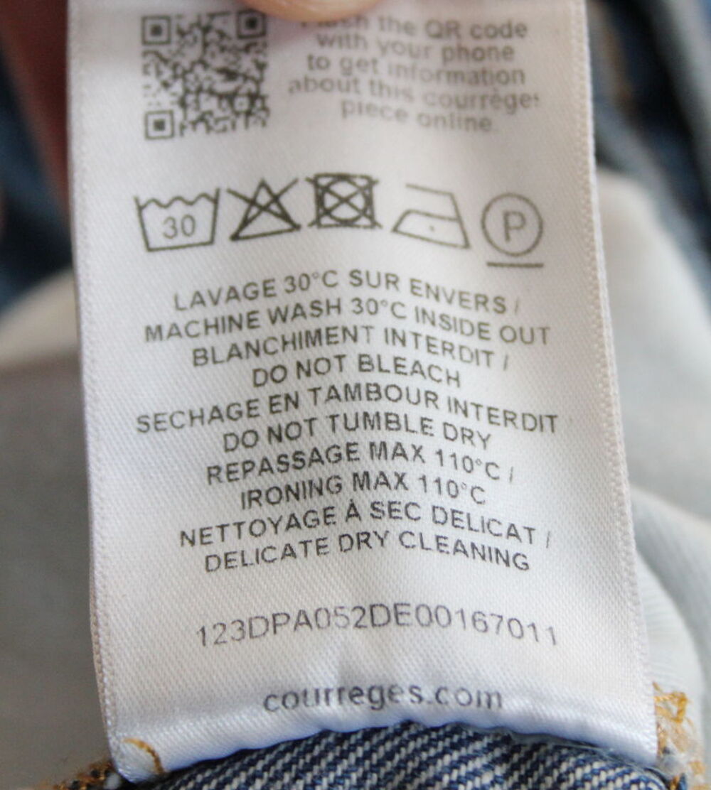 Jean &Eacute;vas&eacute; - Baggy Denim Dirty Blue COURREGES T.27 Vêtements
