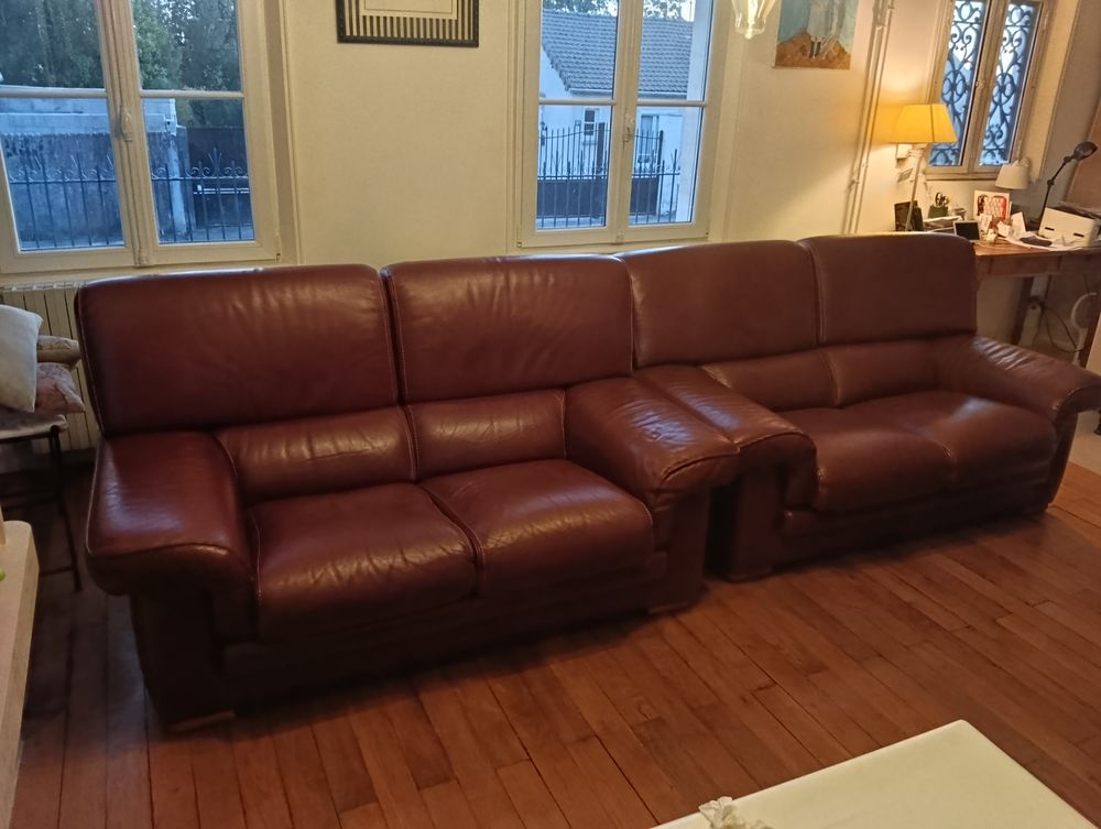 ensemble de 2 canap&eacute;s fixes cuir bordeaux Meubles