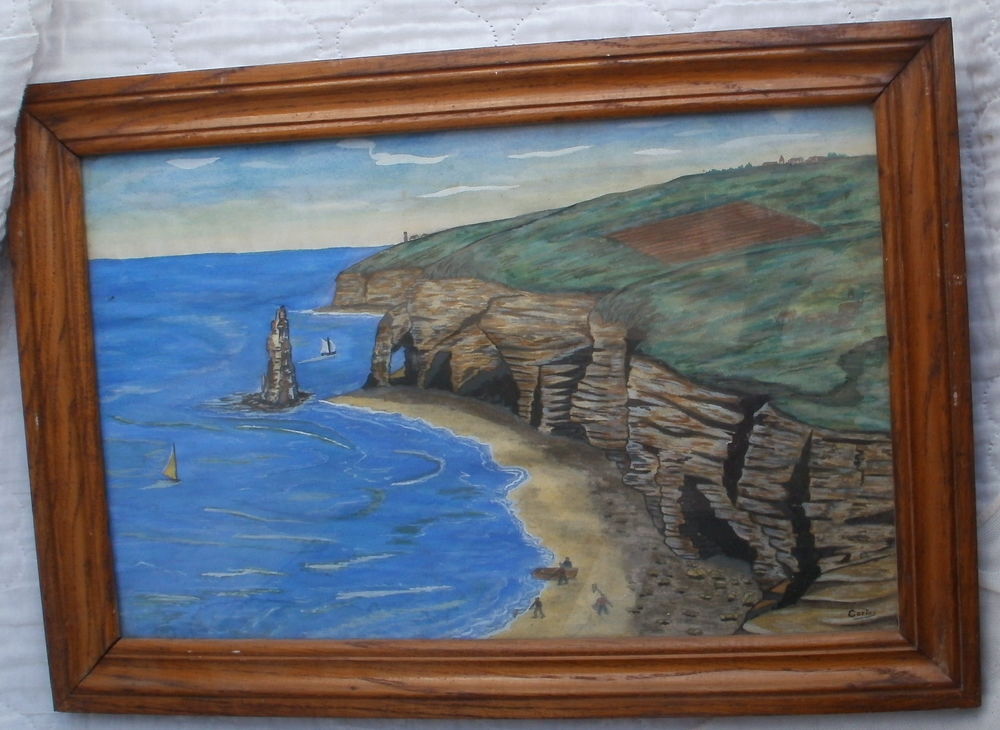 Tableau sign&eacute; CORTES : les falaises d'Etretat Décoration