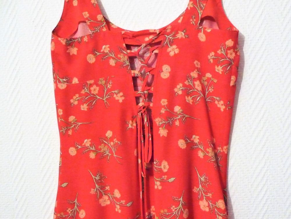 Robe en 100% Viscose Rouge Orang&eacute;- Taille 36- Bluelita Vêtements