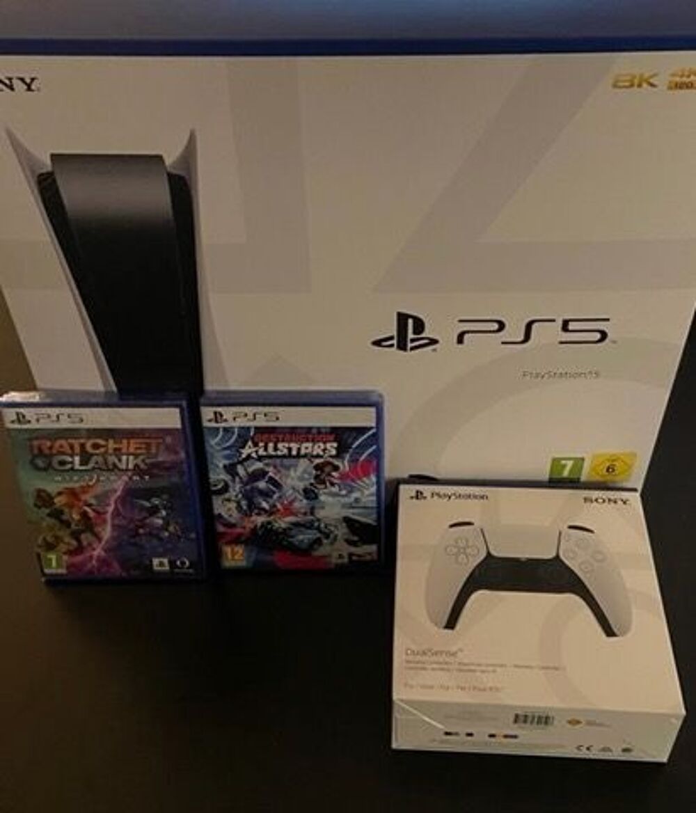 PS5 + 2 jeux + 1 manette Consoles et jeux vidéos