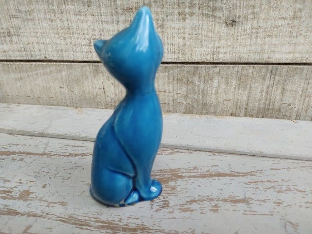 Statue Chat Porcelaine &Eacute;mail Turquoise Décoration