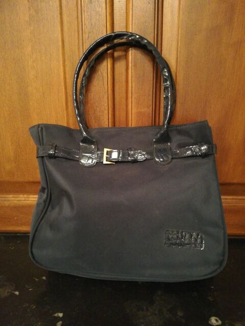 Sac  main synthtique bleu marine/ Genevive DE FONTENAY  3 cuisses (71)