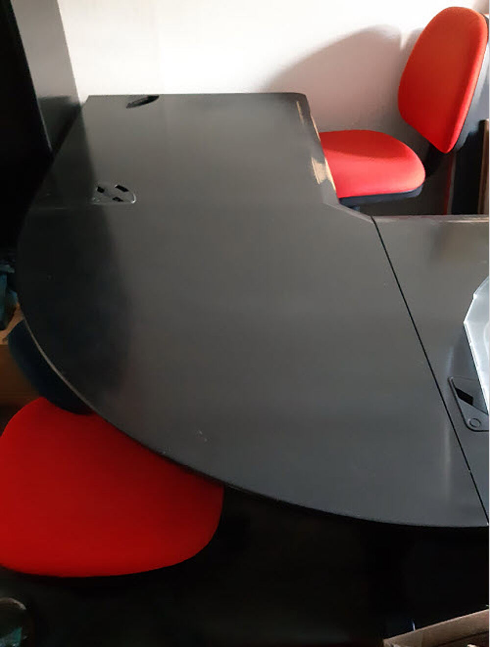 Bureau de direction bois massif noir solide ann&eacute;es 90 Meubles