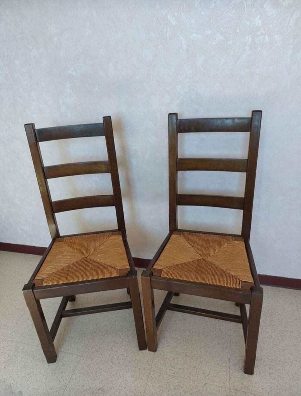 6 chaises bois assise paille Meubles