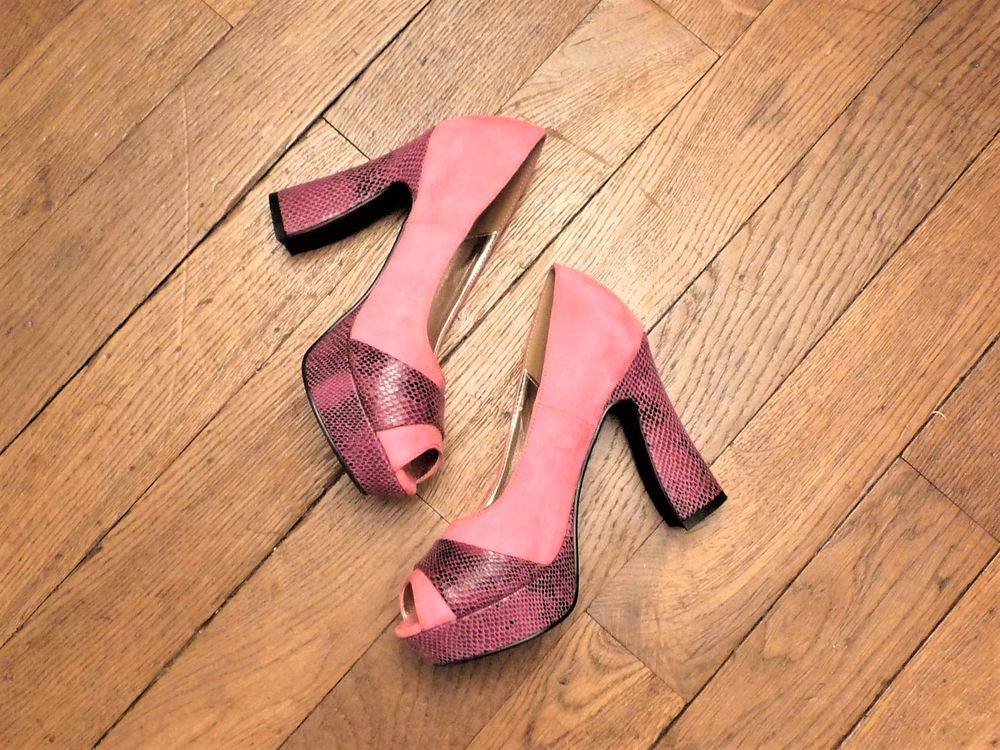 Escarpins/ Chaussures Compens&eacute;es Rose/ Violet &agrave; Talon-Jaclin Chaussures