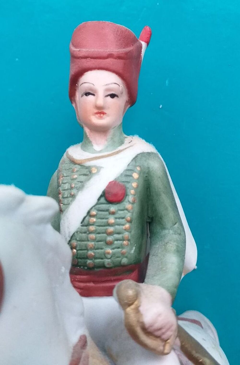 Statuette EUGENE sur son cheval, biscuit, porcelaine 