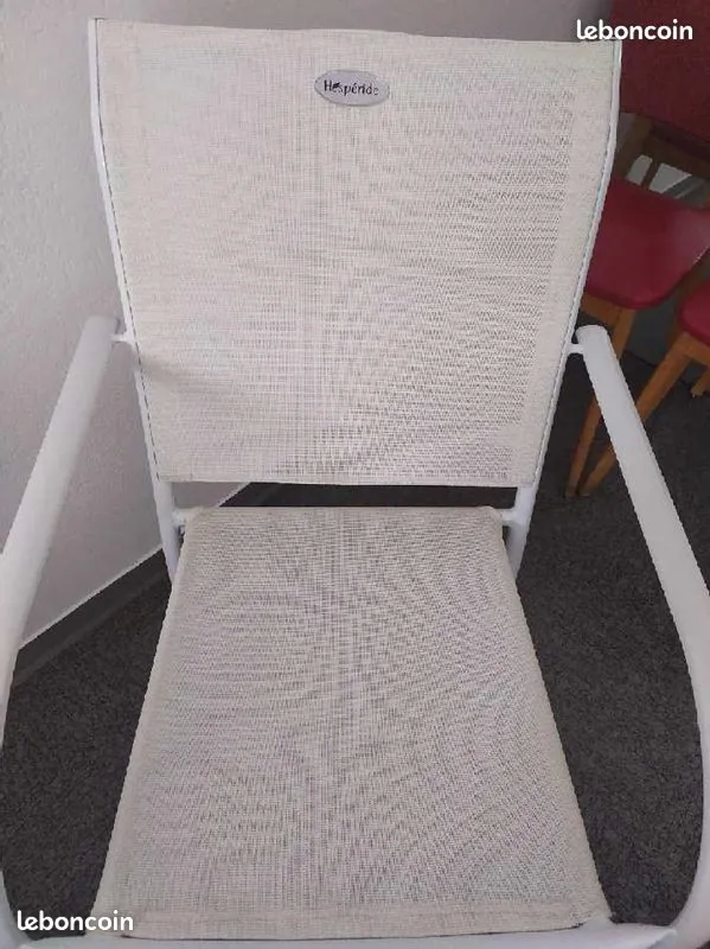 Fauteuil Esp&eacute;ride blanc acier, toile int&eacute;rieur ou ext&eacute;rieur Jardin