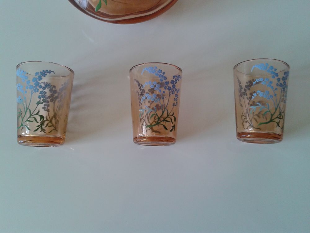 Carafe art d&eacute;co avec bouchon d'origine + 3 verres Cuisine