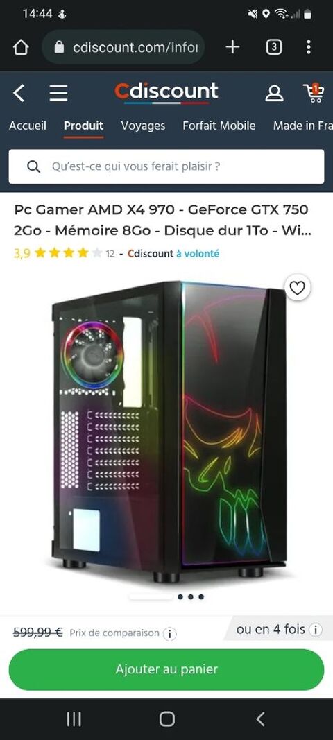PC gamer AMD x4 970 GeForce GTX 750 2Go mmoire 8 Go  500 Poitiers (86)