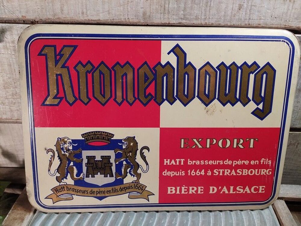 Ancienne Plaque T&ocirc;le Publicitaire Kronenbourg 