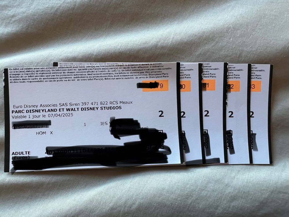 5 Billets adulte deux parcs Billetterie
