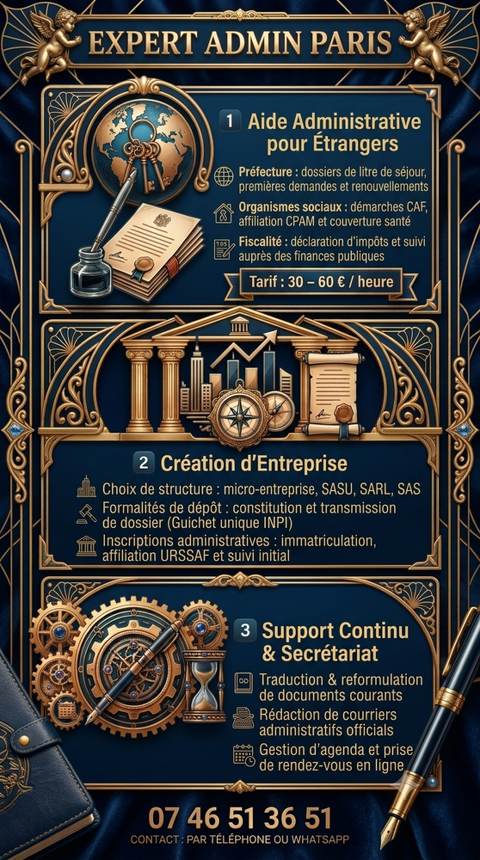 ?Expert Admin Paris : formalit&eacute;s & gestion au quotidien 0 75018 Paris