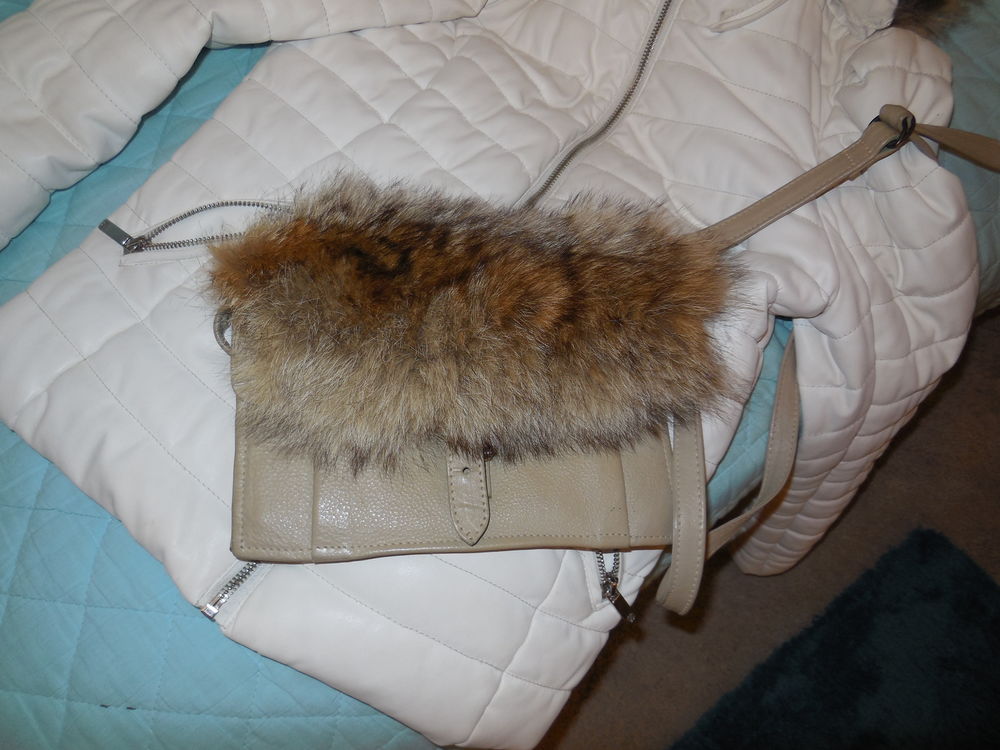 sac pochette cuir et renard Maroquinerie