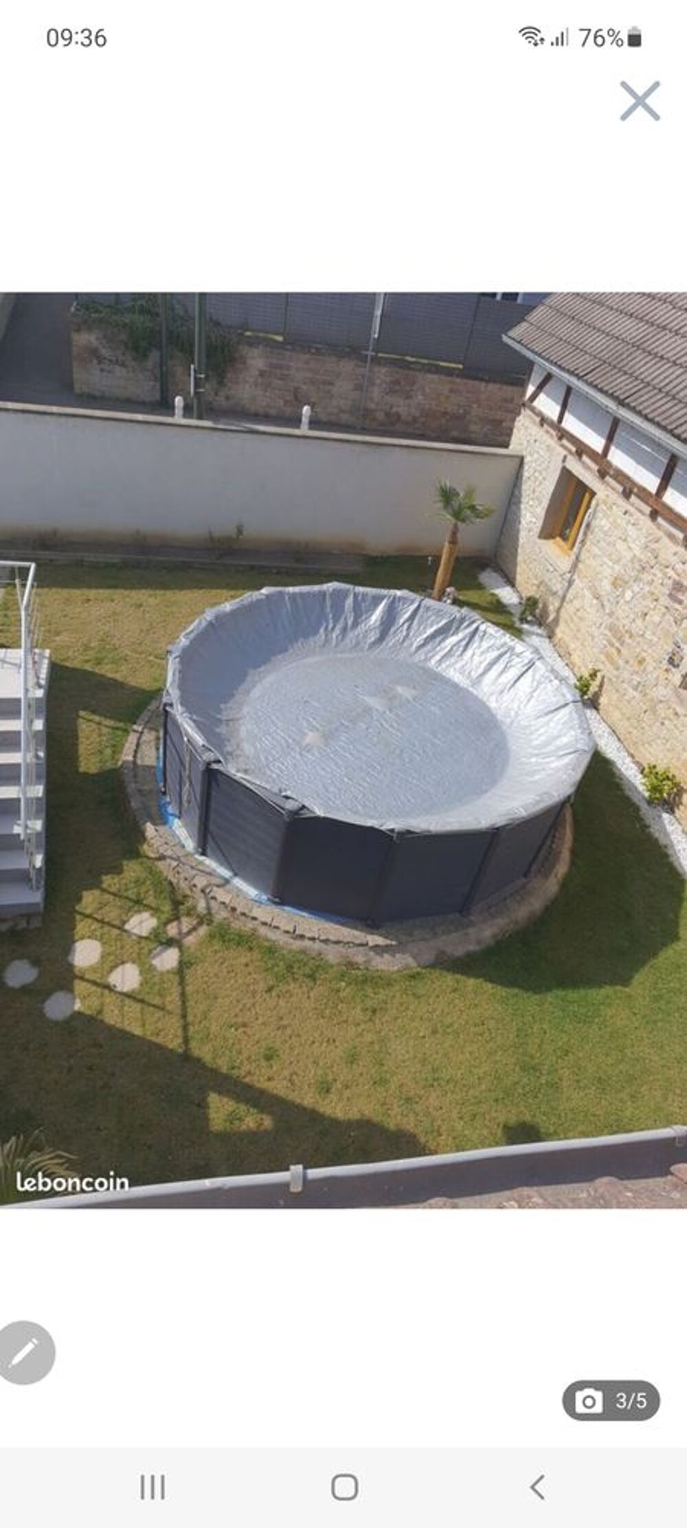 Piscine avec Panneau Graphite 4,78 m X 1,24 m + pompe &agrave; chal Jardin