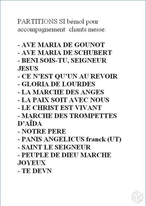 PARTITIONS (SI bémol) chants messe 5 Castres (81)