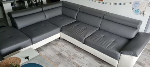 Canap d'angle convertible gris et blanc 500 Bondoufle (91)