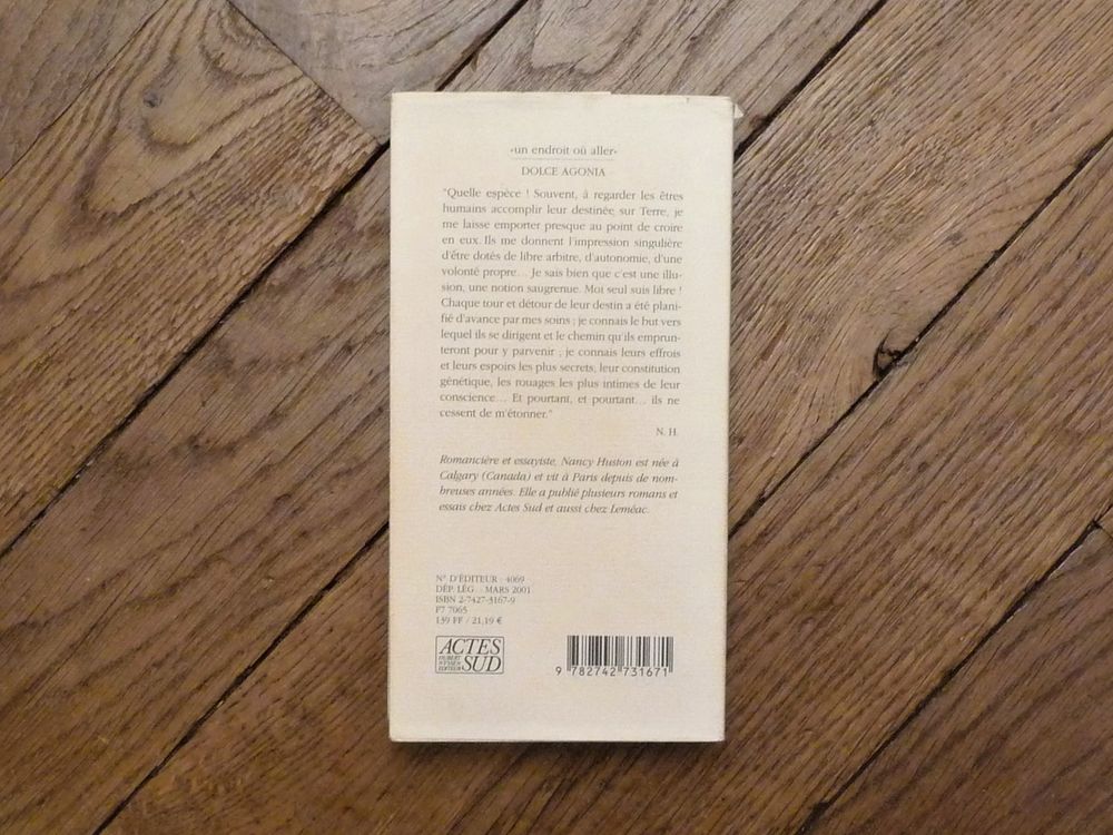 Dolce Agonia- Nancy Huston- Un Endroit O&ugrave; Aller- Actes Sud Livres et BD