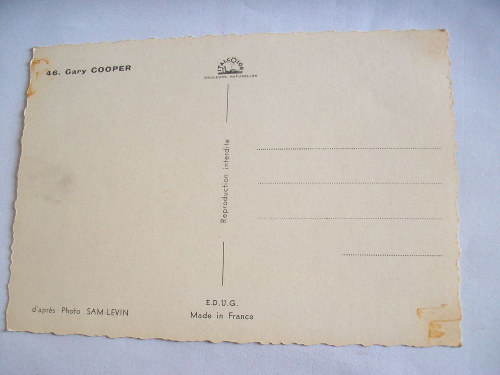CPA Gary Cooper par Sam Levin 1950 originale collection 