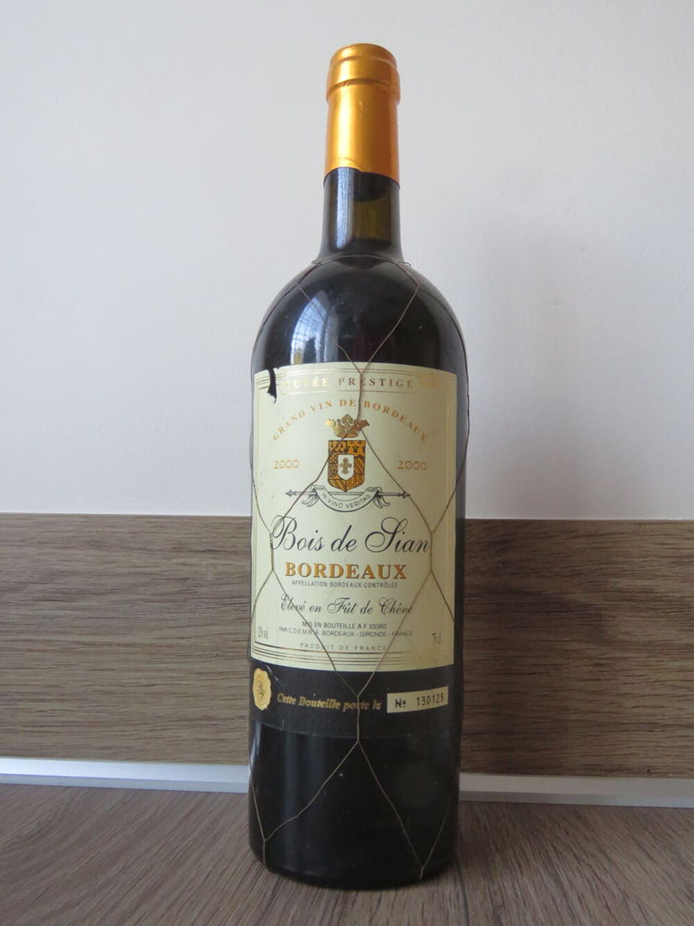 Bordeaux Bois de Sian cuv&eacute;e prestige de l'an 2000 Cuisine