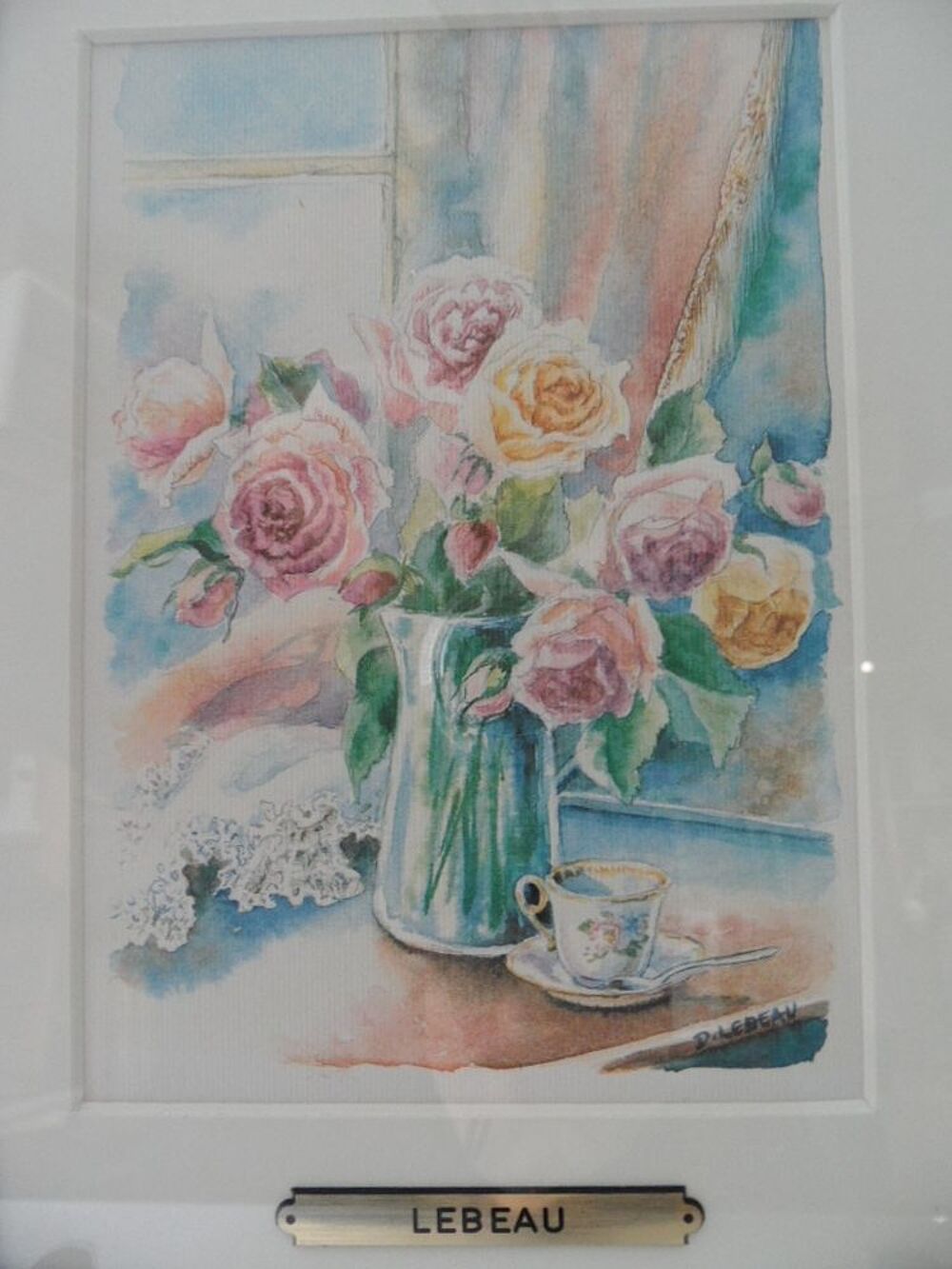 CADRE TABLEAU PEINTURE AQUARELLE DANIELLE LEBEAU art Décoration