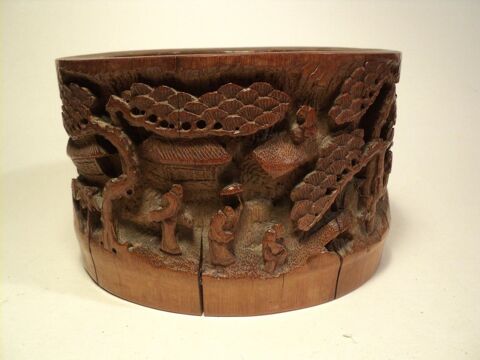 Large Chine Bambou sculpt� Pot Pinceaux Bitong brush 99 Loches (37)
