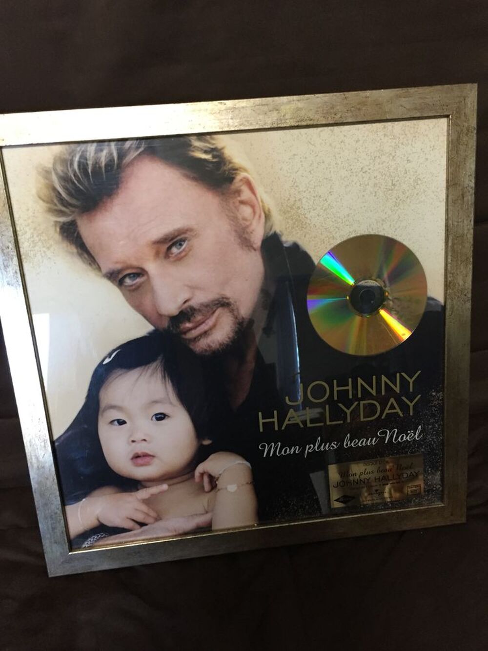 cadre Johnny Hallyday disque d'or mon plus beau no&euml;l Dcoration