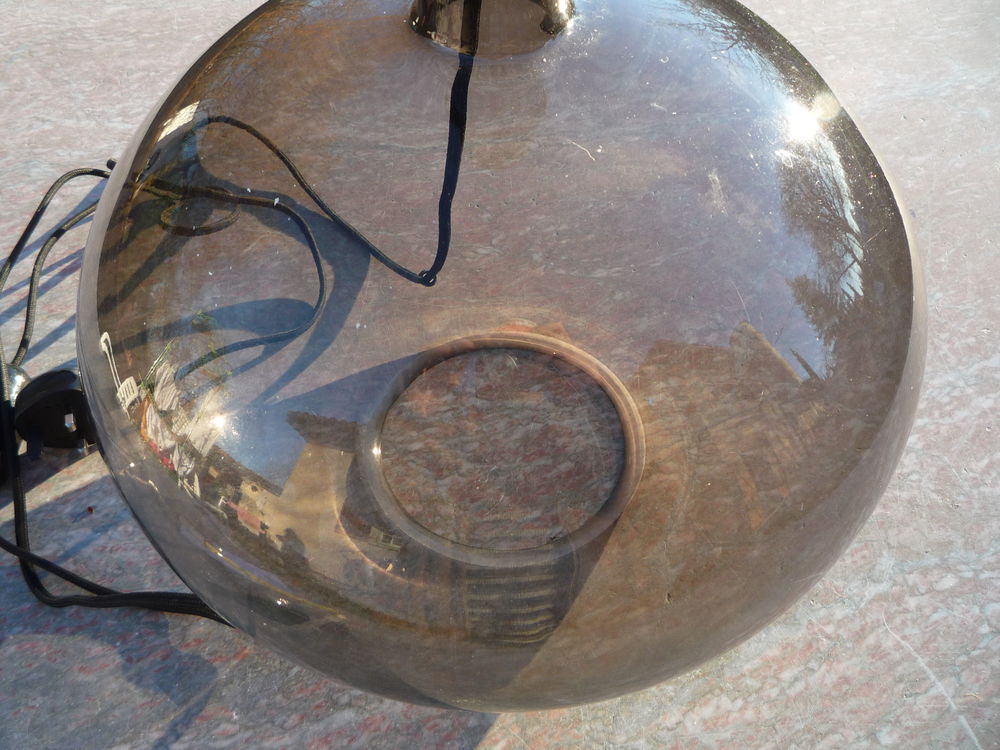 Pieds de lampe verre fum&eacute; (NT) Décoration
