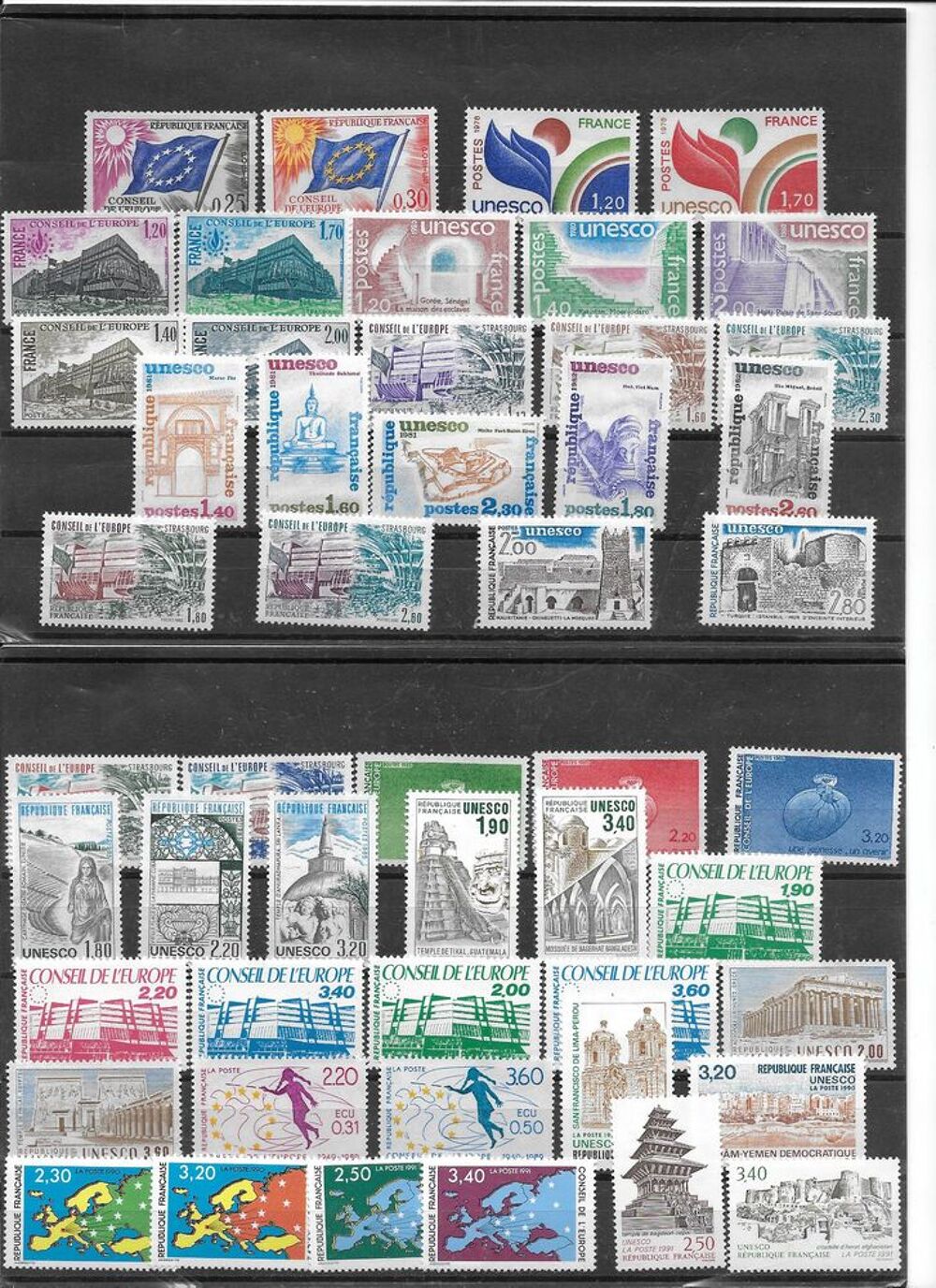 TIMBRES CONSEIL DE L'EUROPE - UNESCO 