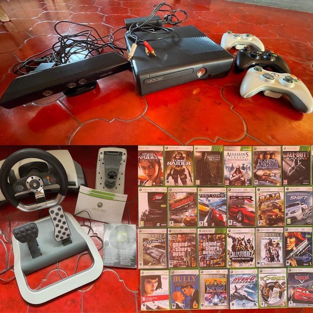 Lot Xbox 360 avec kinect+volant+ 3 manettes et 36 jeux Consoles et jeux vidéos