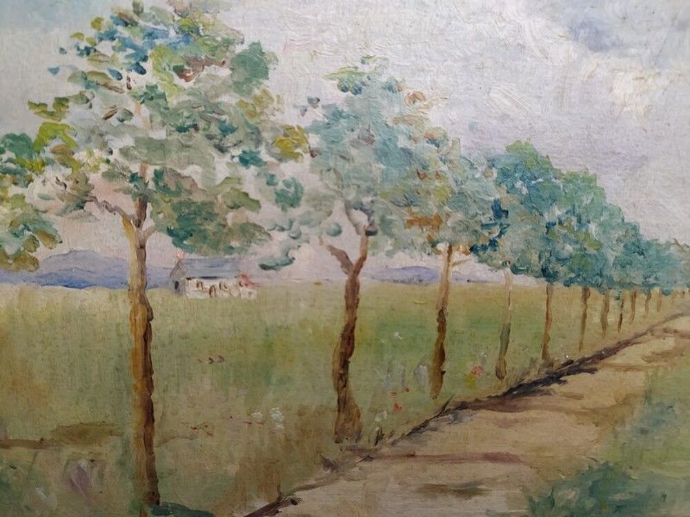 Tableau Paysage de Campagne Chemin Bord&eacute; d'Arbres 