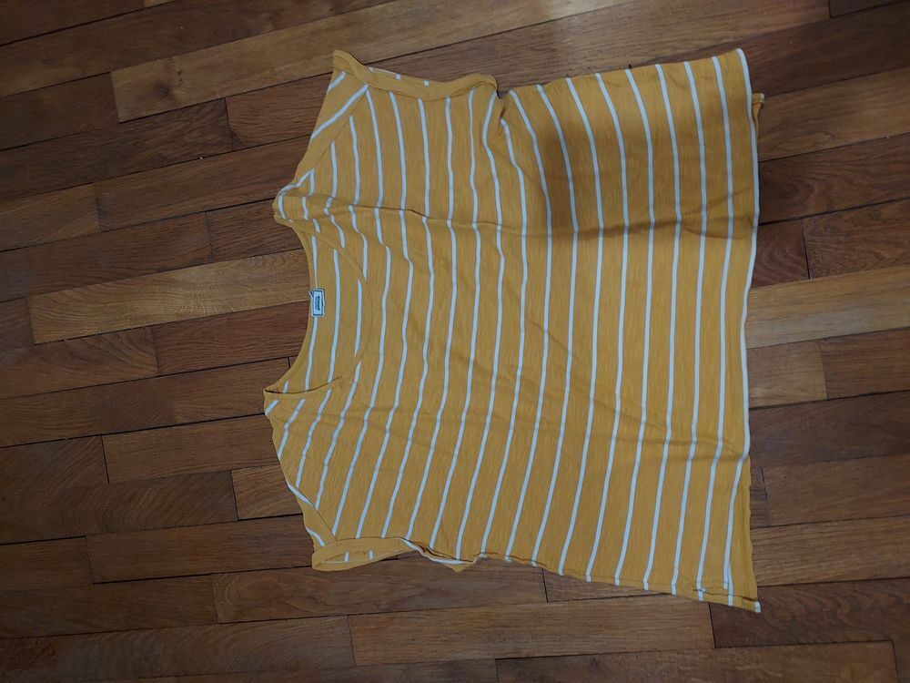 T-shirt d'&eacute;t&eacute; &agrave; rayure jaune/blanc Vtements