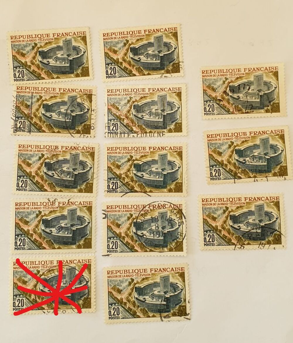 Timbre France Maison t&eacute;l&eacute;vision Paris 1963 lot 0.78 euro 