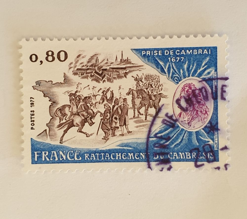 Timbre france Rattachement du Cambr&eacute;sis 1977 - 0.10 euro
