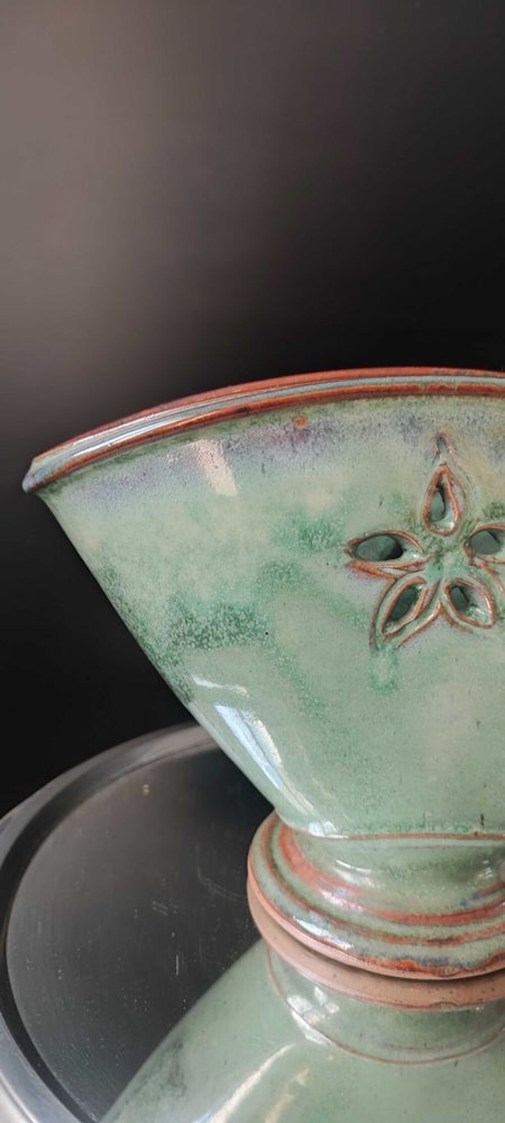 Vase jardini&egrave;re ajour&eacute; en gr&egrave;s Jean-Pierre Prud'homme 