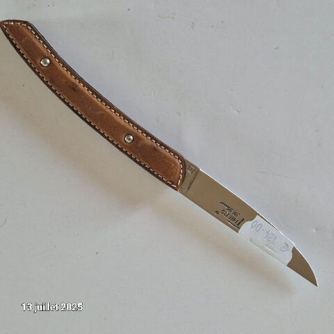 Couteau Le Thiers Robert David , manche en cuir cousu ,  M�c 80 Saumur (49)
