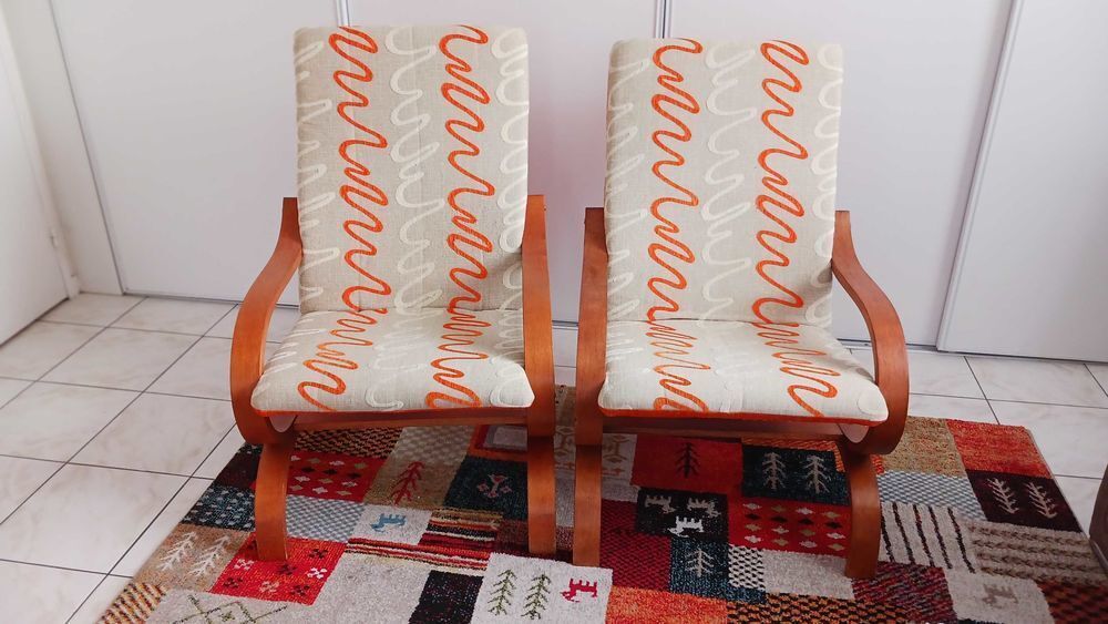 2 fauteuils beige/orange Meubles