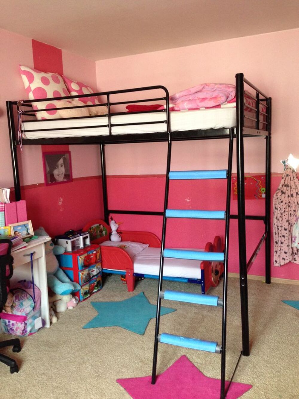 lit mezzanine noir m&eacute;tal 2 personnes Mobilier enfants