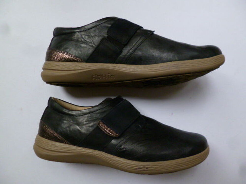 mocassins FIDELIO noirs - tout cuir - point. 8 ou 41 - zoe Chaussures