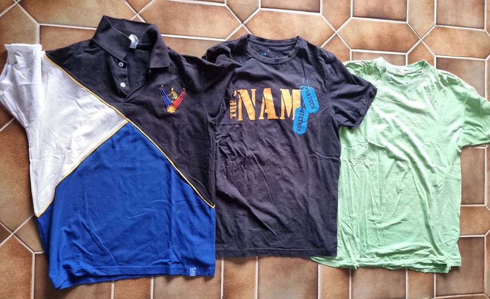 Lot de 3 T-Shirt vert, bleu, noir pour homme taille L V�tements