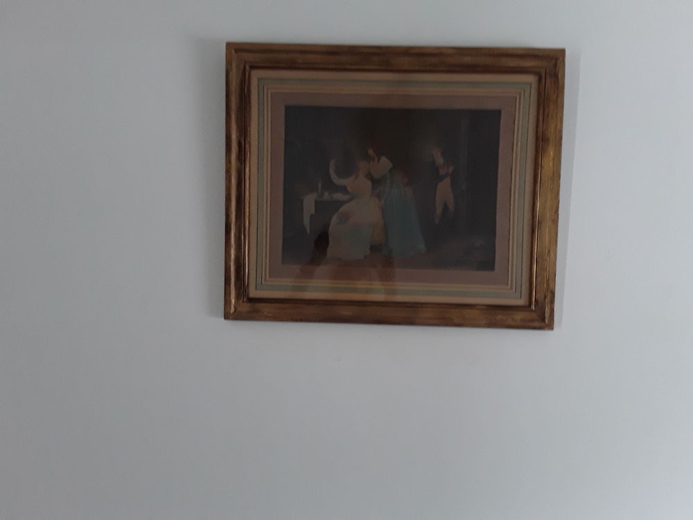 Gravure ancienne avec un encadrement dor&eacute; Décoration
