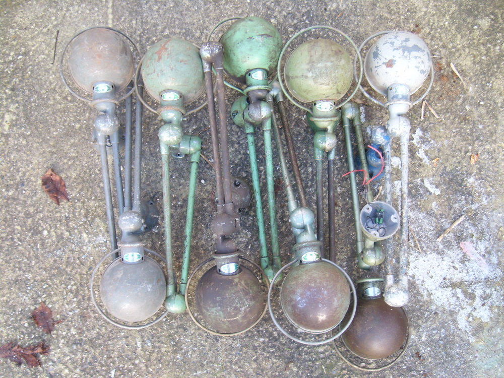 LOT DE 9 Lampes Jielde 2 Bras Ancienne Ann&eacute;e 50 Décoration
