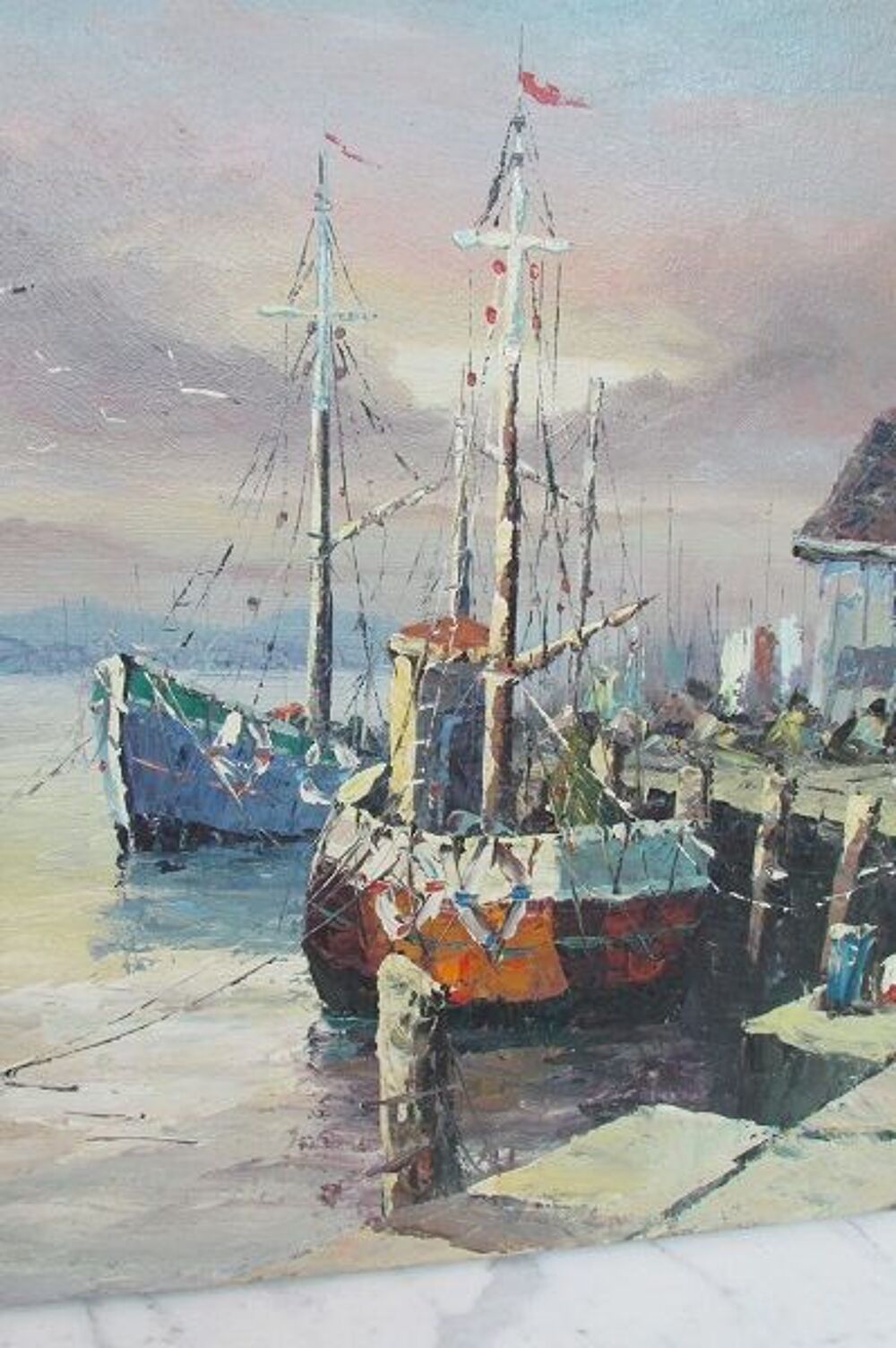 Tableau marine , peinture &agrave; l'huile, sign&eacute;e BONEN Décoration