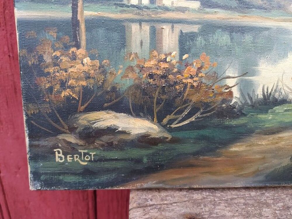Tableau Paysage Bord du Loiret Sign&eacute; Bertot 