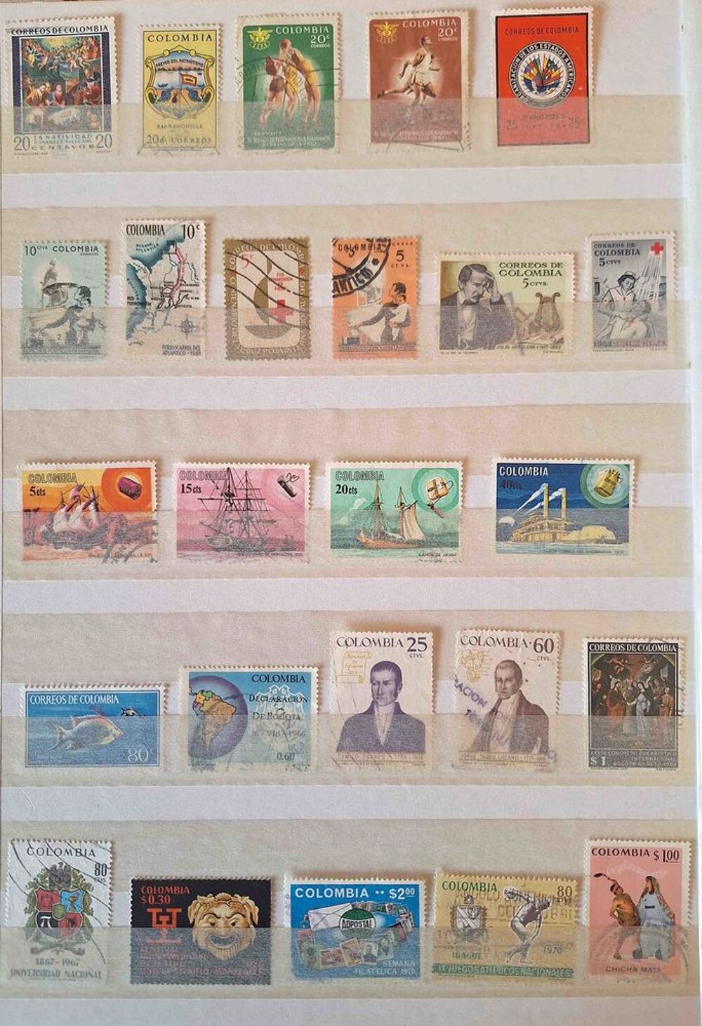 S&eacute;rie de timbres de collection de Colombie 