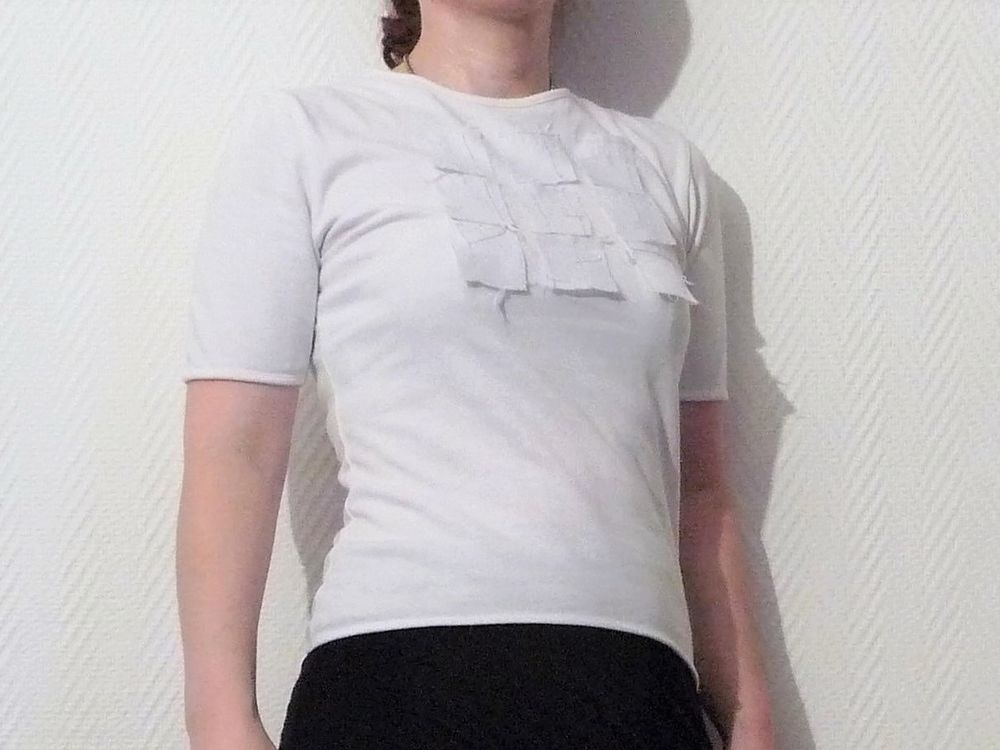 Tee Shirt/ Top100% Coton Blanc Manche Courte- Biche de B&egrave;re Vêtements